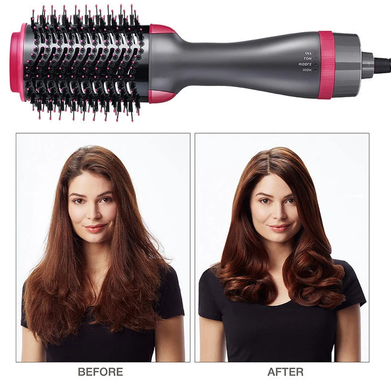 New upgrade Dual voltage 100-240V Hair Dryer Brush Straightener Curler Comb Electric Blow Roller Styler