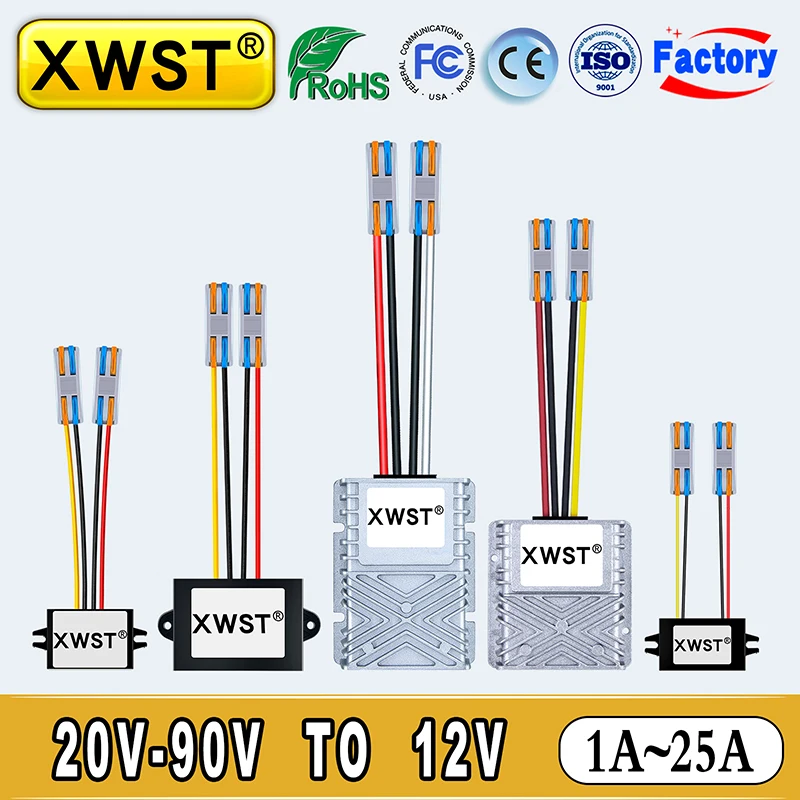 

20-90V to 12V Power Supply Converter Buck DC DC Voltage Regulator 24V36V48V60V72V to 12V With Quick Connector For Robot Monitor