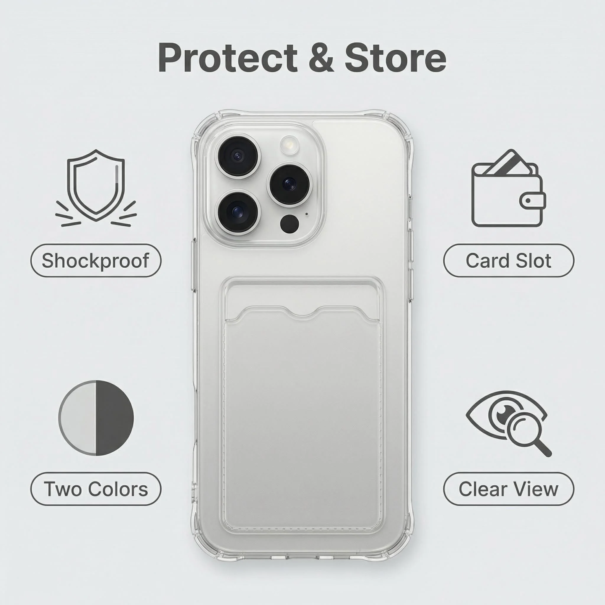 Clear Phone Case with ID and ATM Card Slot Protection Cover