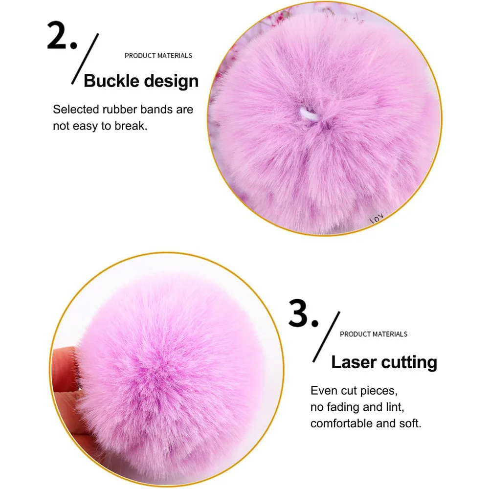 4개/세트 8cm 인조 토끼털 폼폼 풍성한 폼폼 볼 탄성 루프 포함 DIY 인조 털 폼폼 모자 신발 액세서리용