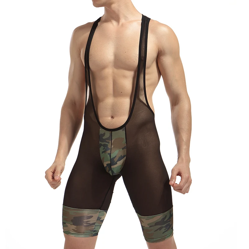 Men’s Camouflage Bodysuits and Underwear: Stretchy Tanks, Jumpsuits, and Intimate Lingerie mens mesh see thru underwear
