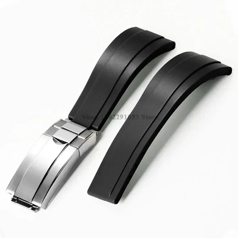 Waterproof Rubber Watch Strap – 20mm Silicone Sport Band with Fold Buckle