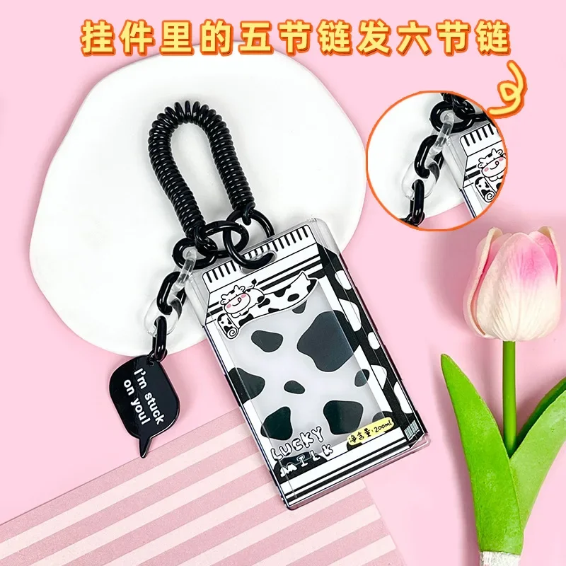 Student Fun Transparent Card Covers Spring Rope Cartoon Meal Card Case Game Cards Protection Covers Lanyard Credit Holder