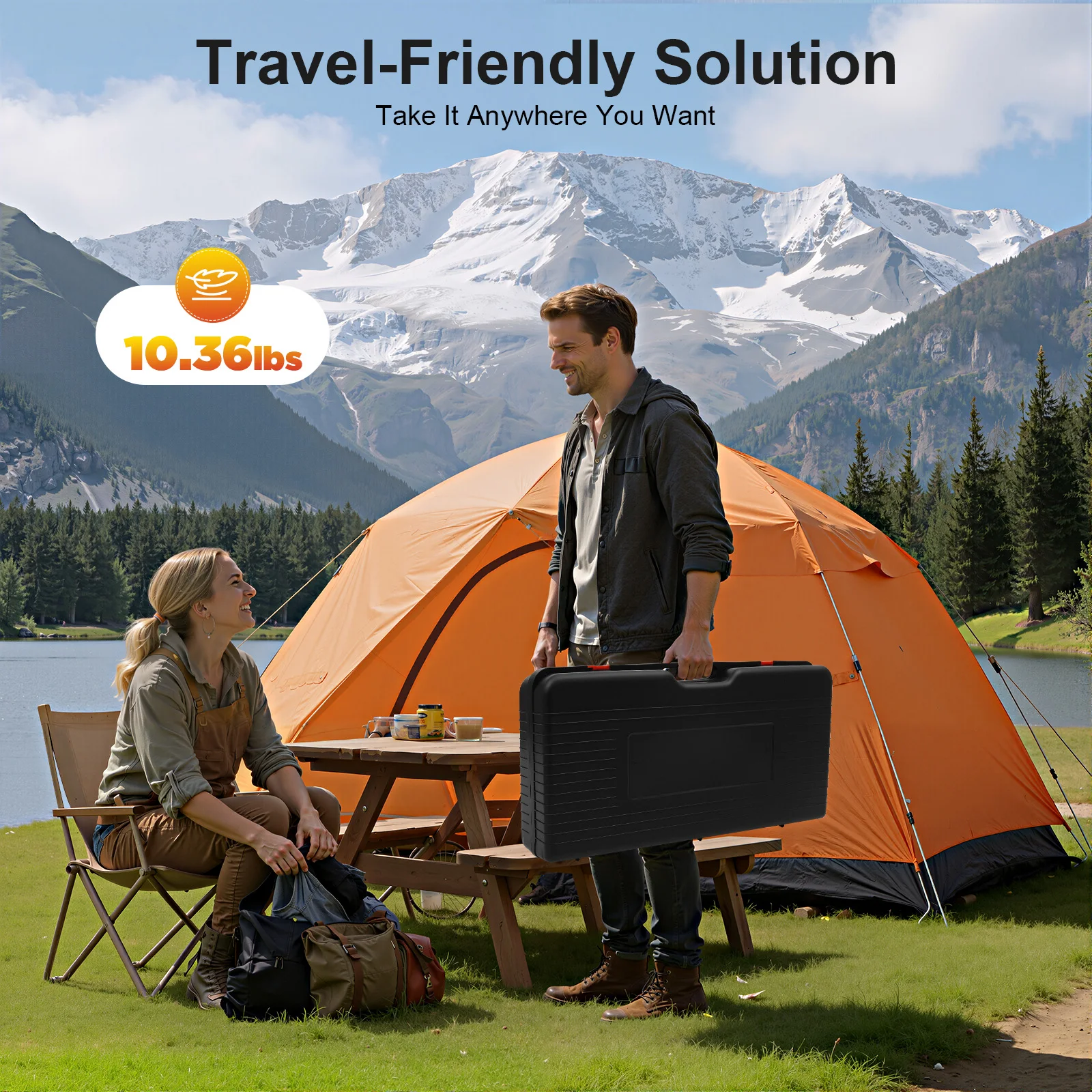2,5KW Tragbarer Campingkocher 2 Brenner Butan LPG Gaskocher mit Backblech für Outdoor-Picknicks und Camping, Piezoelektrische Zündung – Detail 2