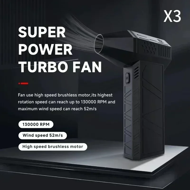 Xiaomi Mijia New X3 Violent Blower Mini Turbo Jet Fan Handheld Brushless Motor 130000 RPM Wind Speed 52m/s Multi Functional Fan 3