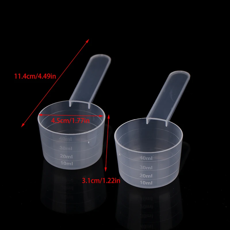 40ML 20g Flat Bottom Graduated Measuring Spoon With Scale Transparent Plastic Kitchen Baking Measuring Spoon Tableware 10Pcs