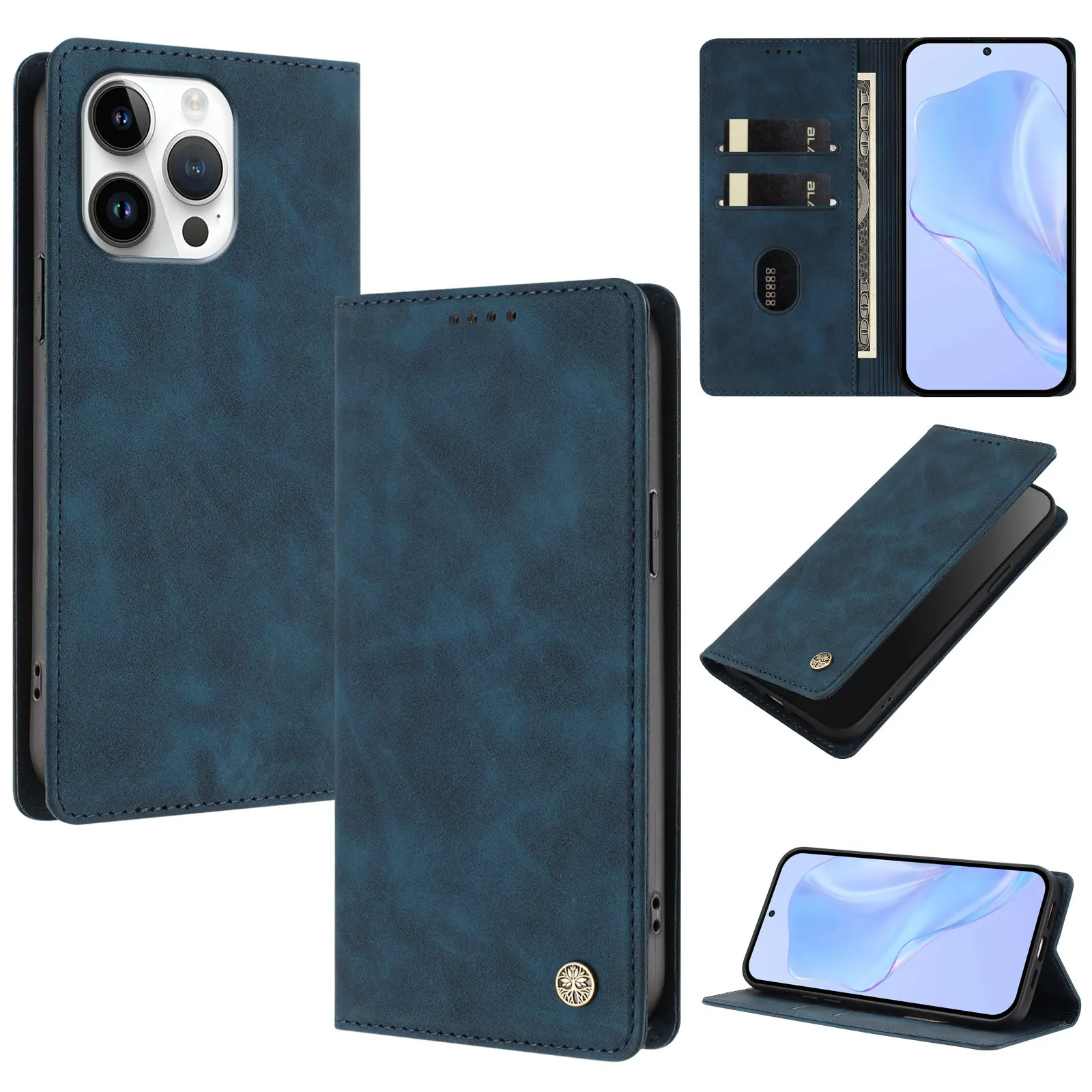 Vintage Leather Magnetic Phone Case with Wallet and Card Slots - Anti-Drop Protection Cover