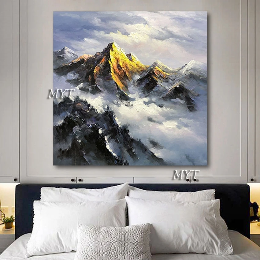 

Настенная картина без рамки с изображением гор и природных пейзажей, современная абстрактная картина ручной работы, холст, украшение для дома, качественная картина