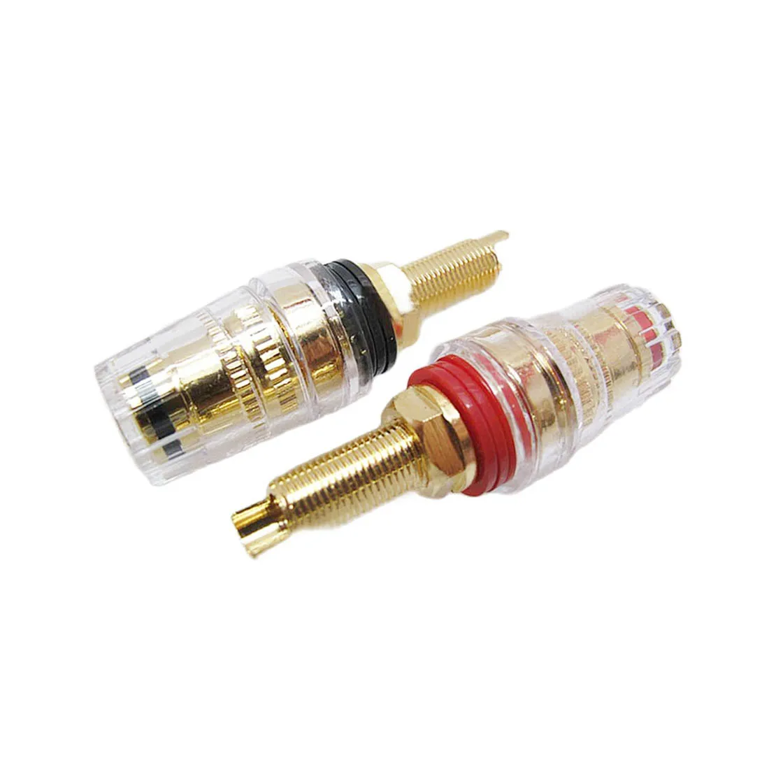 

A Pair Gold-Plated Banana Plug Sockets Copper Terminal Connector for Stereo Speakers Binding Post Connector