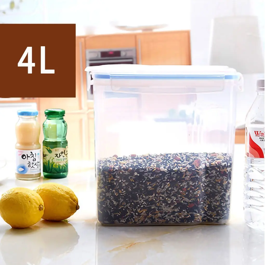 Storage Box Plastic Cereal Storage Container 4L Buckle Airtight Dry Food Dispenser Snacks Fresh Keeping Box storage box plastic storage bottle cereal box