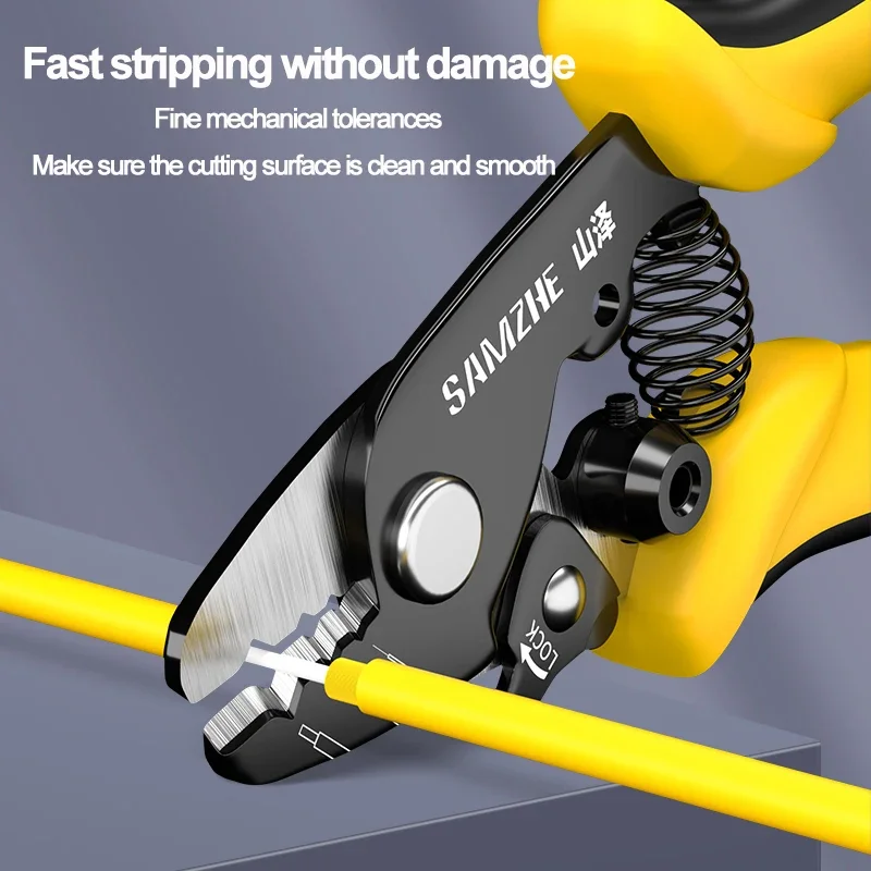 SAMZHE Wire Stripper Reset Spring Clamp Fiber Stripping Pliers mac Miller Safety Lock Tri-Hole Fiber Optic Stripper