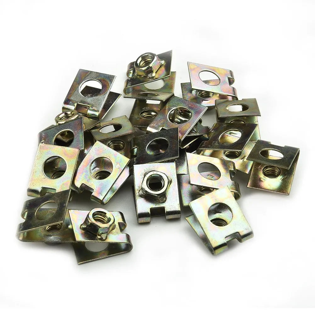 

High Quality Brand New U-Shape Clips Car Clips Spring Metal 20X Copper Tone For Fixing Wires For Securing Wires