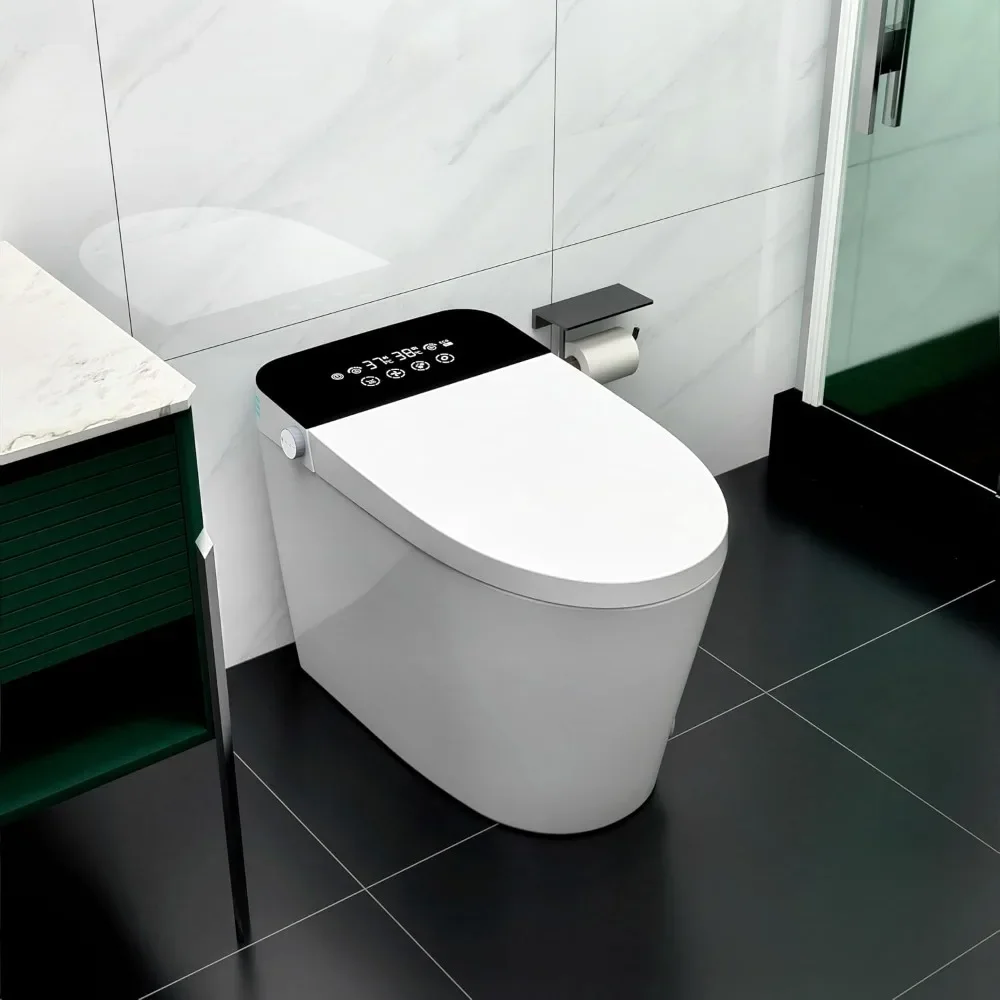 Tankless Toilet，1.28 GPF,Heated Bidet with Dryer&Warm Water,Foot Sensor and Night Light,Auto Flush Open & Close Lid,Smart Toilet 6