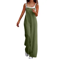 Women'S Casual Loose Jumpsuit Linen Breathable And Comfortable Simple Shoulder Strap Jumpsuit Summer Fashion Streetwear - Image 4