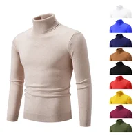 Men's High Neck Knitwear Casual Comfortable Warm Pullover Base Layer Fashion Trend Pure Color Winter Seasonal Top