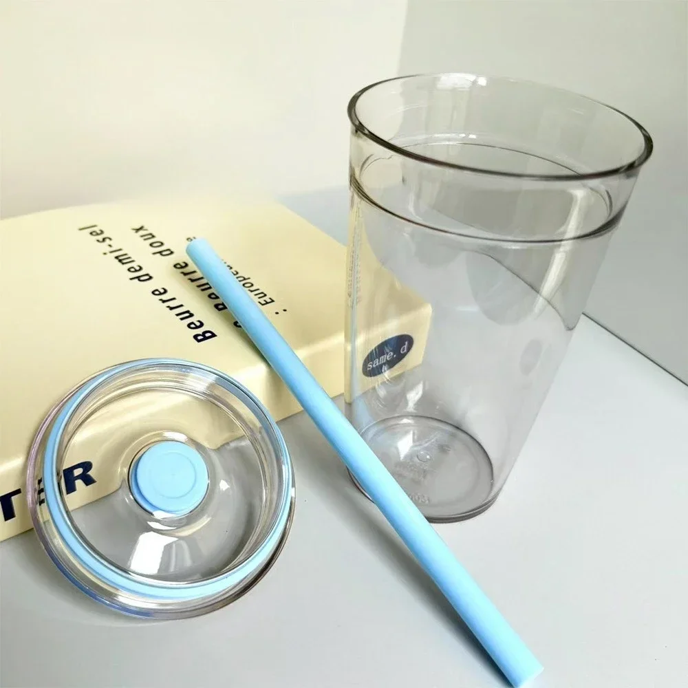 New 450ml Drinkware Straw Cup Reusable Transparent Coffee Cup Plastic Single Layer Car Tumbler Home Office Water Cup LIJIAO