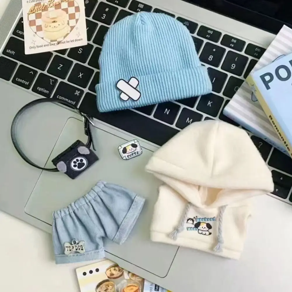 1 set Dog Hoodie 10cm Cotton Doll Clothes with Hat Puppy Set Doll Clothes Outfit Suit Animal Doll Dress Up Set Children's Gift