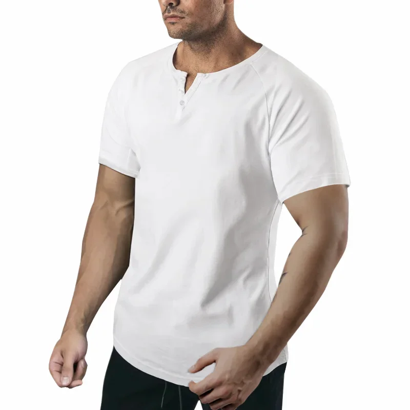 

Mens T-shirt Slim Short Sleeved Shirt Solid Color Quick Drying Sports Tee Shirts