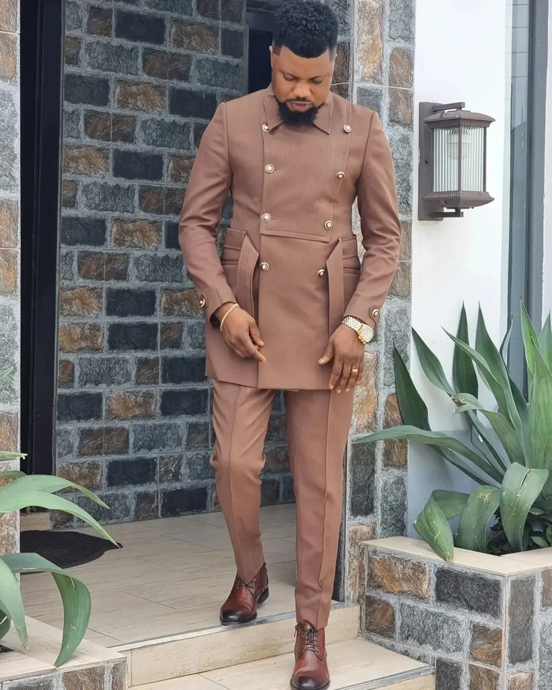 

Костюм мужской свадебный из двух предметов, роскошный пиджак и брюки, двубортный, новейший дизайн, пиджак