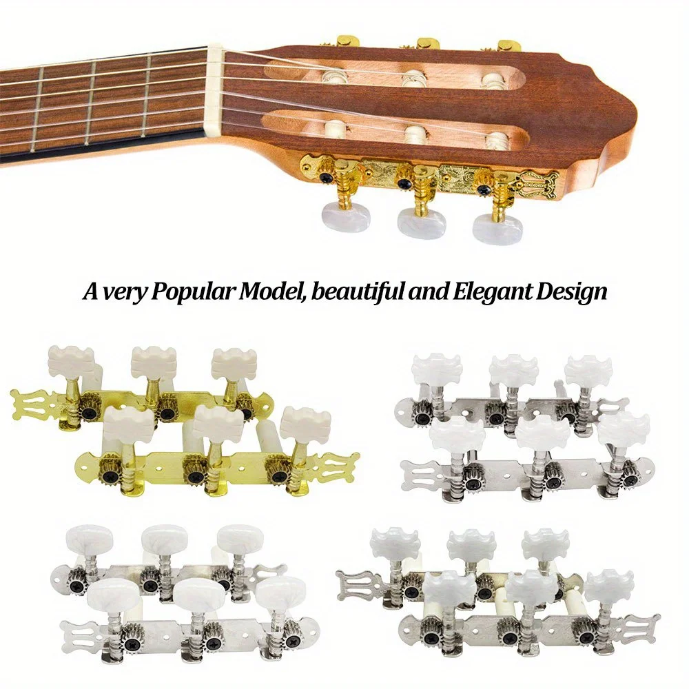 3-Peg Cluster Open-gear Classical Guitar Turners Flower Pattern Guitar Tuning Pegs for Acoustic Classical Guitars 2 Sets 1L1R