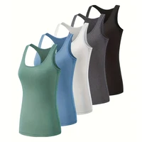 5-Pack Women's Performance Tank Tops – Racerback Design, Compression Fit for Workouts, Breathable Sleeveless Athletic Shirts 1