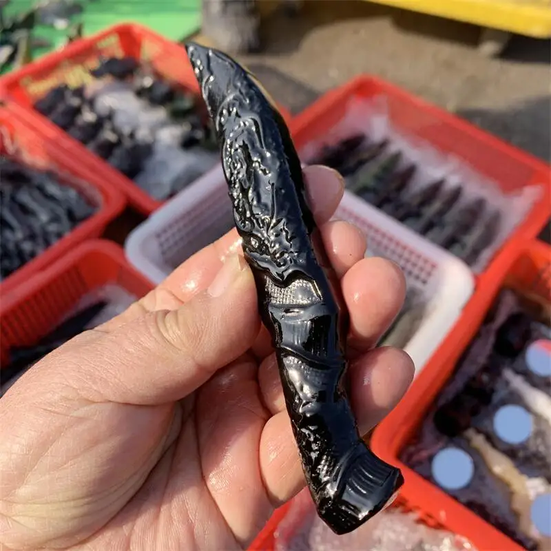 Natural Black Obsidian Dagger Carving Decoration Healing Crystal Reiki Figurine Quartz Gemstone Ornament Gift 1PCS 2