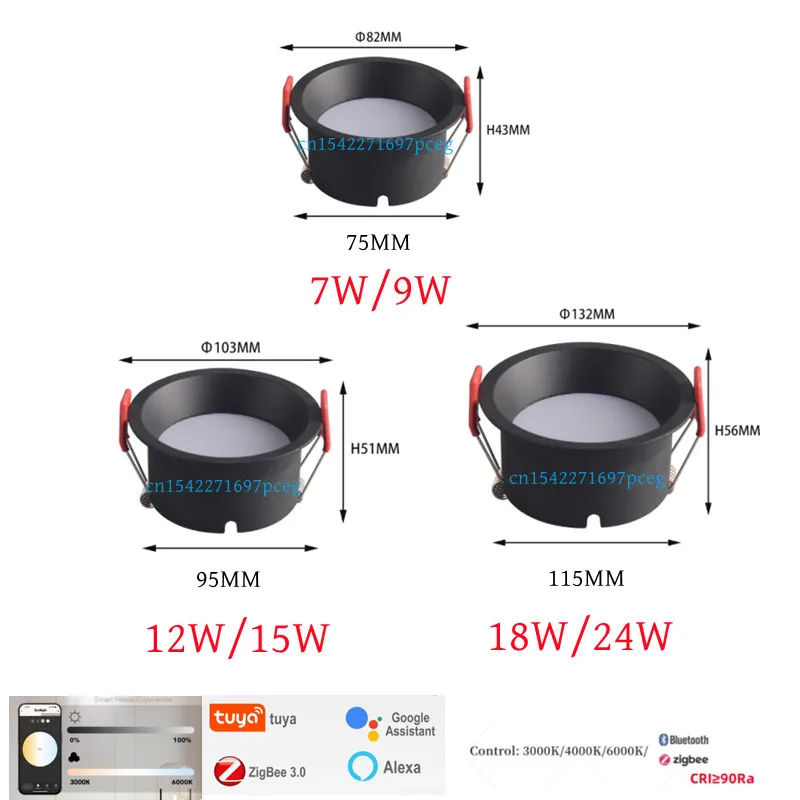 임베디드 ZigBee 3.0 LED 튜브 조명 110V-240V 디밍이 가능한 천장 조명 2700K-6500K7W9/W/12W/15W/18W 24W 지능형 실내 조명