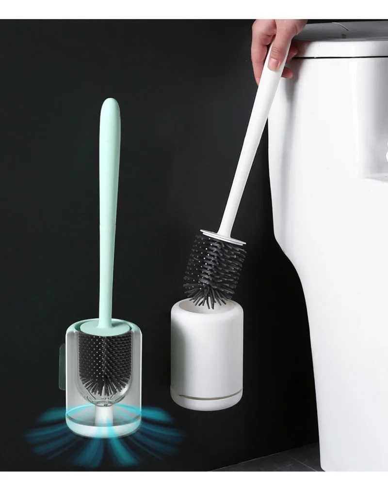 Description Picture 3 of itemWhite Plastic Toilet Brush Wall Mounted With Drainable Base Long Handle Toilet Cleaning Brush For WC Bathroom Cleaning Tools