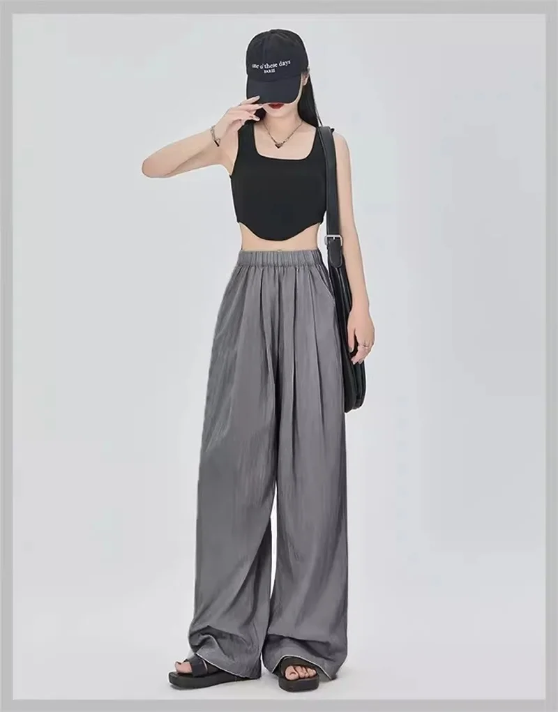 Wide Legged Women's High Waisted Drape Casual Slimming Lazy Style 2024 Spring Autumn Cotton and Linen Pants Straight Leg Pants