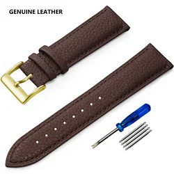 SAMCO Premium Genuine Leather Watch Strap - High-Quality Wristband for Men and Women with Tool (Dark Brown 3)