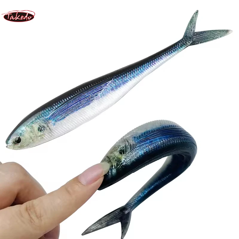 TAKEDO 3D Live Fish Painting Lure 12.5cm 11g 16cm 21.5g Luminous Soft Fishing Bait Scissor Tail Fish For Tuna Bass Sea Fishing