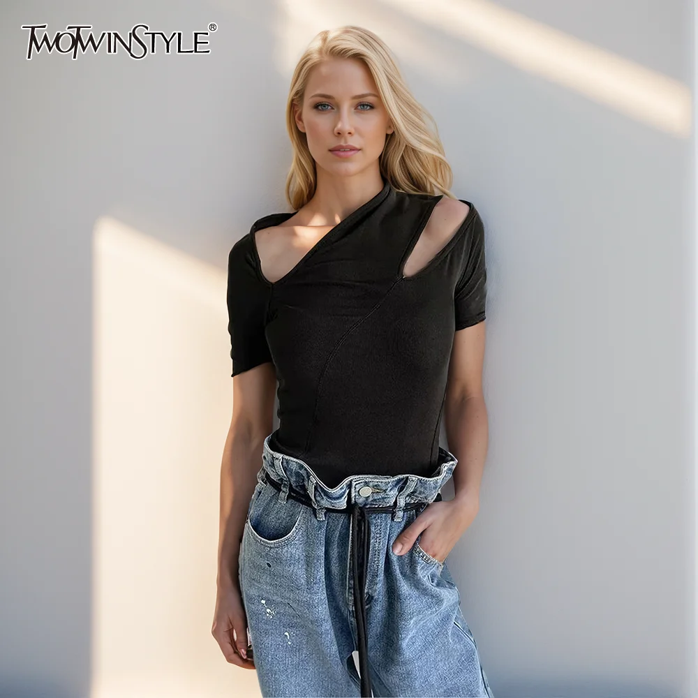 All-Over Print Women's Back Hollow T-shirt With Strap