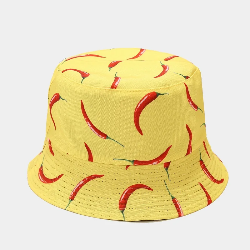 Cappello da pescatore stampato con pepe di verdure per donna Uomo