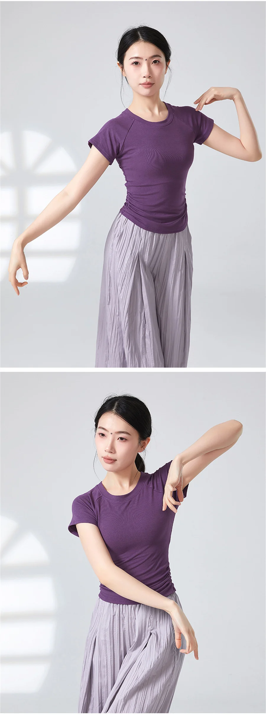 Frauen Modern Dance T-Shirt Kurzarm Weiche Viskose Chinesischen Volkstanz Top Training Ballett Yoga Leistung Tanz Strumpfhosen Top – Detail 3