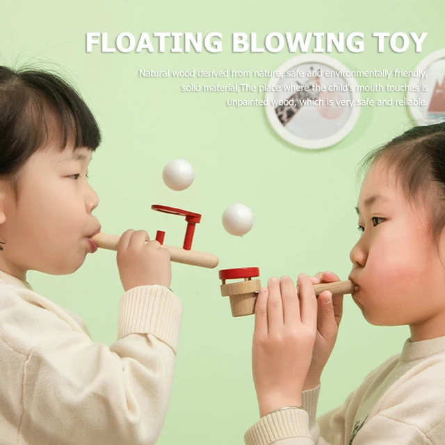 Eco-friendly Wooden Floating Blowing Toy with Balls Blow Pipe Durable Educational Toys Board Game Balance Training Toys 3