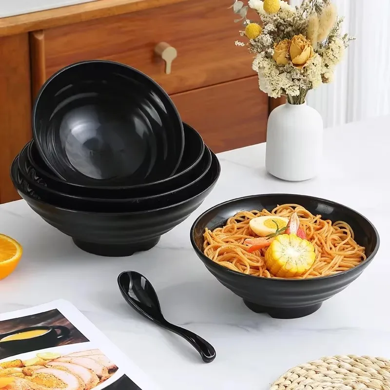 Black Striped Bowl Large Caliber Capacity High Temperature Resistance