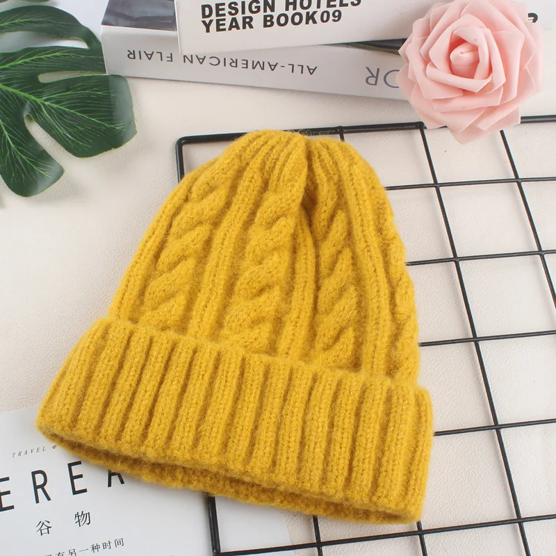 Autumn Winter Hats for Women Girls Wool Blended Knit Wool Couple Cap Lady Thread Knitted Beanie Chapeau Femme шляпа женская 2022 skully hat with brim Skullies & Beanies