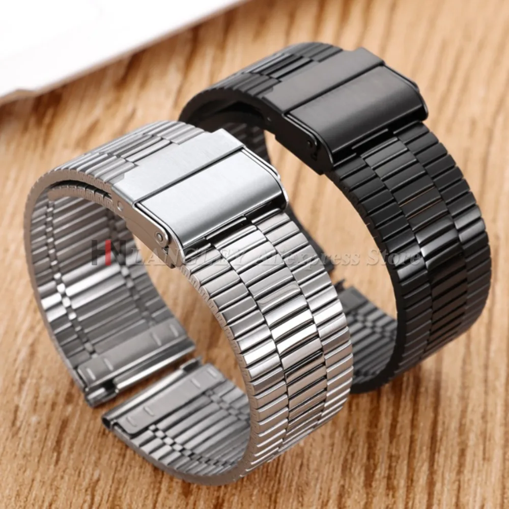 Elegant Stainless Steel Watch Strap – Matte & Polished Finish, Quick Release Bracelet