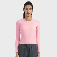 Lemon All It Takes Ribbed Slim Elastic Sports Long Sleeve Shirts Women Breathable Quick Drying Running Fitness T-shirt Top 2