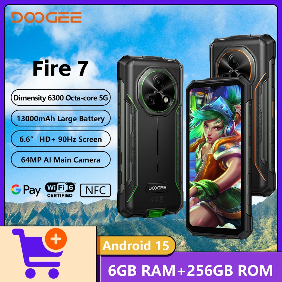 2025 NEW DOOGEE Fire 7 Rugged Phone Dimensity 6300 5G 64MP Camera