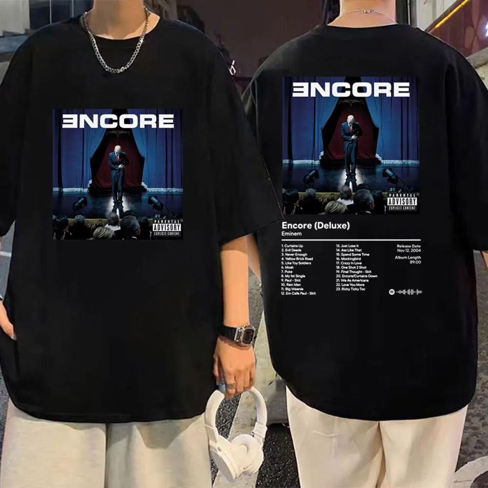 

Двусторонняя Футболка Rapper Eminem с принтом для мужчин и женщин, трендовая футболка в стиле хип-хоп с коротким рукавом, летняя модная Винтажная Футболка большого размера