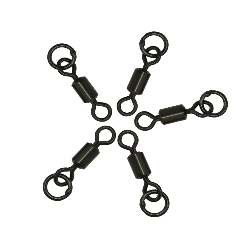 9KM Carp Fishing Swivel 30~60Pcs Quick Change Rolling Swivel With Ring Matt  Black Micro Hook Ring Link Ring Carp Fishing Tackle