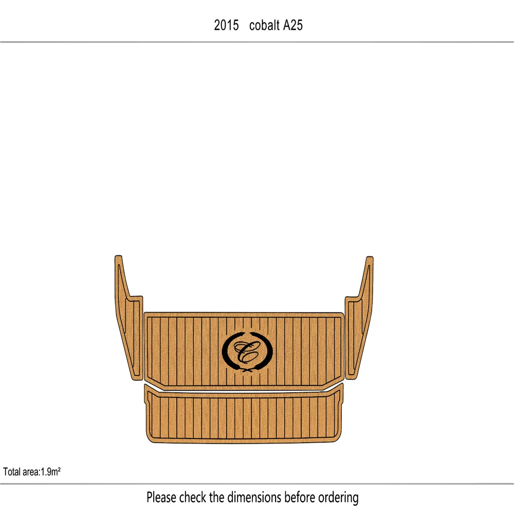 

2010-2015 COBALT A25 Swim Platform Pads 1/4" 6mm EVA Faux Teak decking floor SeaDek MarineMat Gatorstep Style Self Adhesive