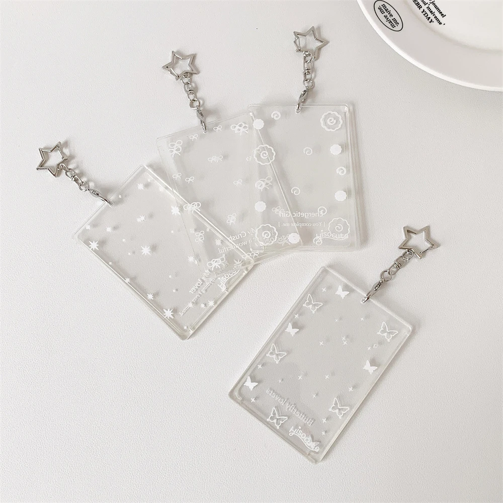 Transparent butterfly three inch hard card cover student meal card bus card pendant card package star card brick 3