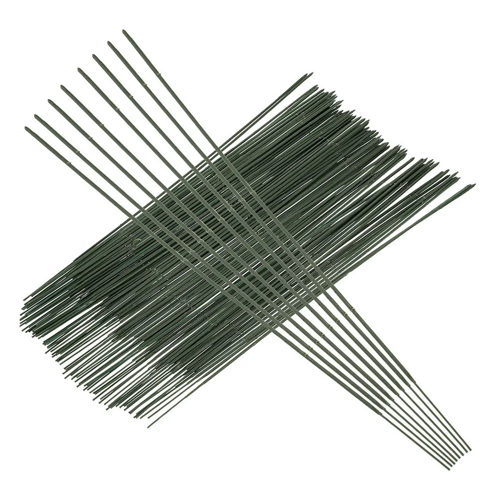 100Pcs 녹색 꽃 와이어 줄기 DIY 인공 꽃 꽃다발 공예 꽃 장식을위한 강력한 철 코어를 구부리기 쉬운 강력한 철 코어