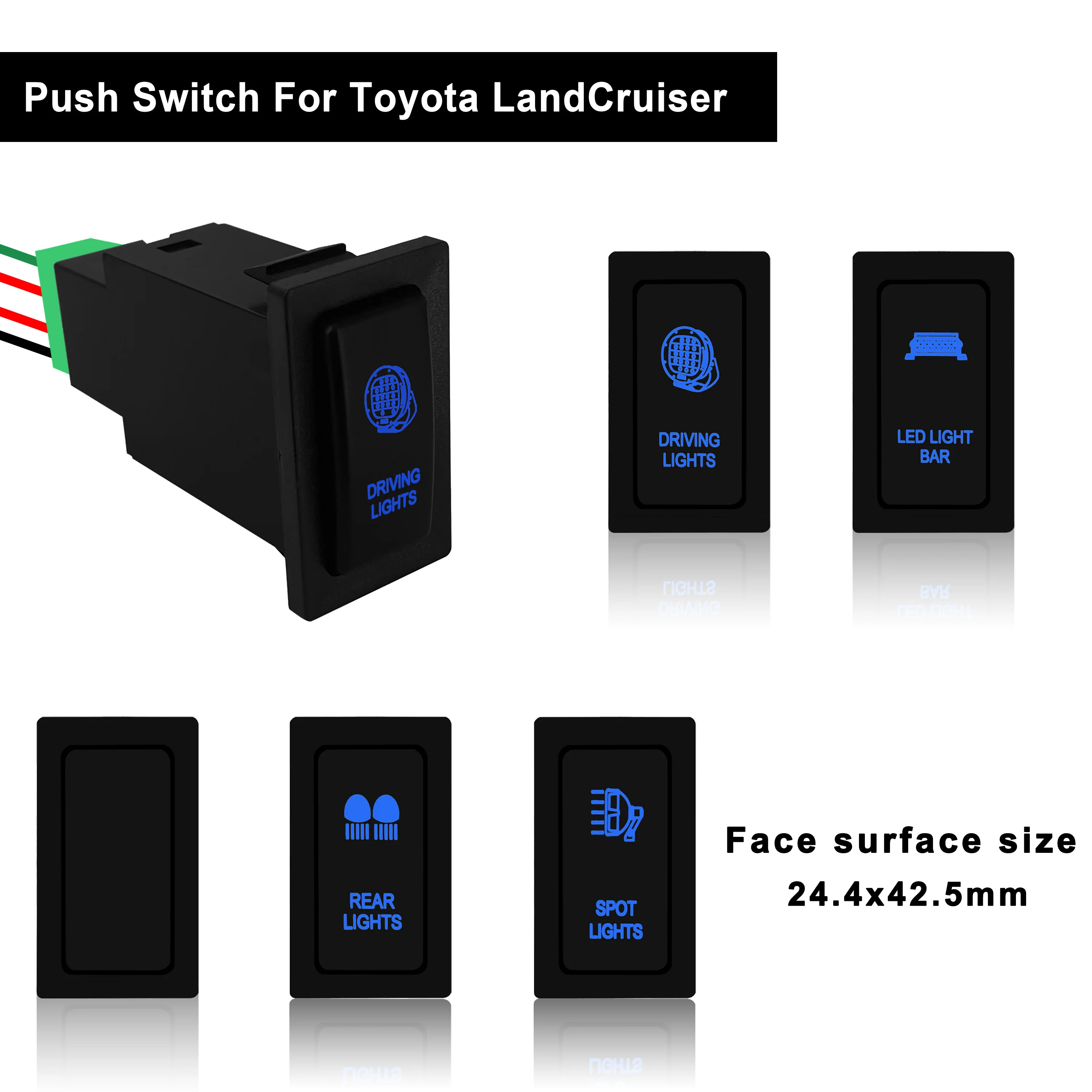 Blue Led 12v Push Button Switch Replacement Kit for TOYOTA LandCruiser