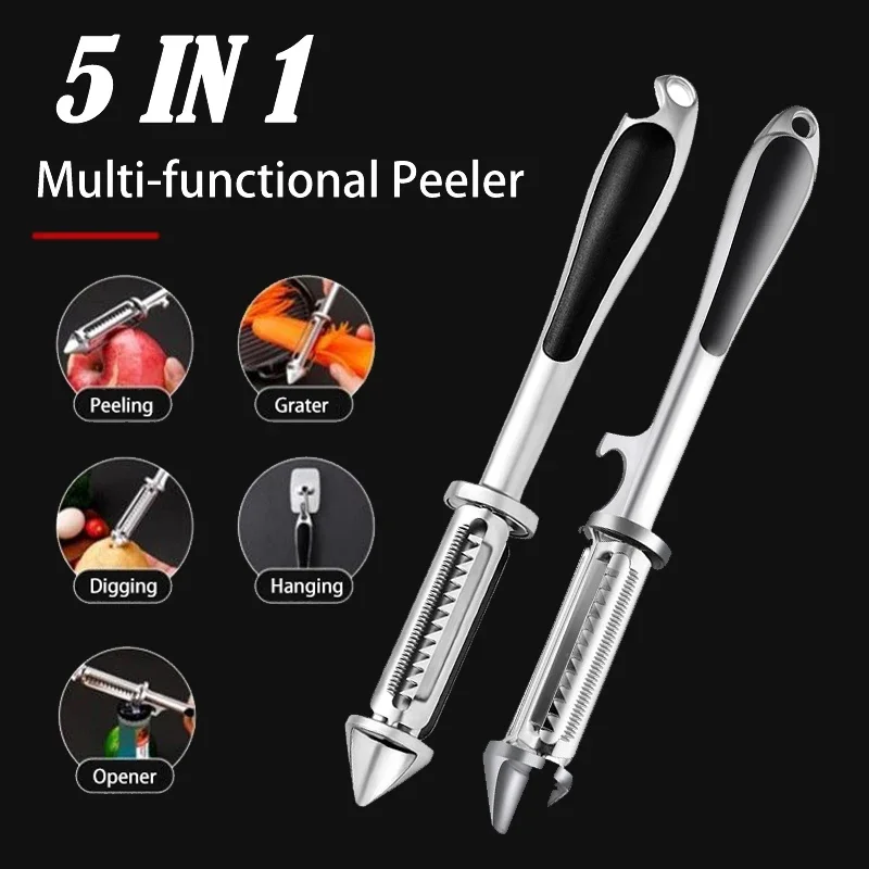 

5 in 1 Multi-functional Vegetable Peeler Potato Carrot Grater Fruit Peeler with Beer Opener Kitchen gadget Accessories Tool