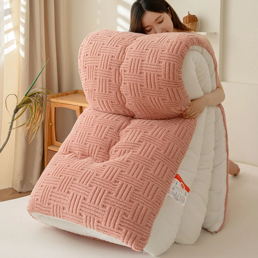New Thick And Warm Winter Quilt Made Of Artificial Lamb's Wool Blanket - Extra-Large Size For Adults And Children's Bedding