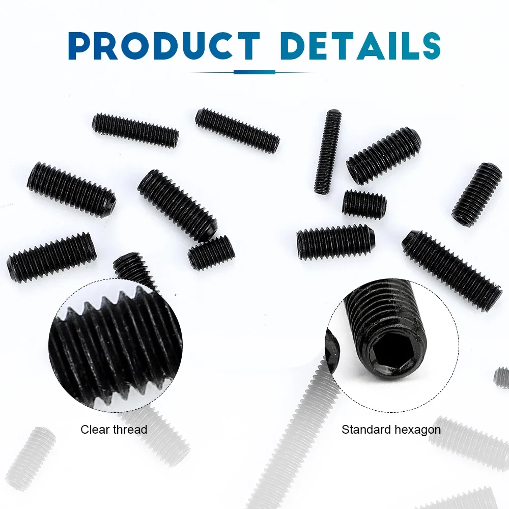 NINDEJIN Hex Hexagon Socket Set Screw Cup Point Grub Screw M2 M3 M4 M5 M6 M8 M10 M12 12.9 Carbon Steel Headless DIN916 hex socket screw hexagon socket screw hexagon socket head screw