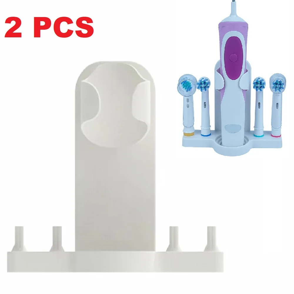 2 pcs Adhesive Electric Toothbrush Holder Wall Mounted Tooth Brush Heads Rack Organizer For Oral B For Bathroom Kitchen Storage hook rack wall mounted towel hook nail free drilling storage hook rustproof stainless steel kitchen towel hooks hanger hook holder